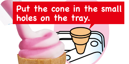 Squeeze the cream into the cone in the shape of swirled ice cream.